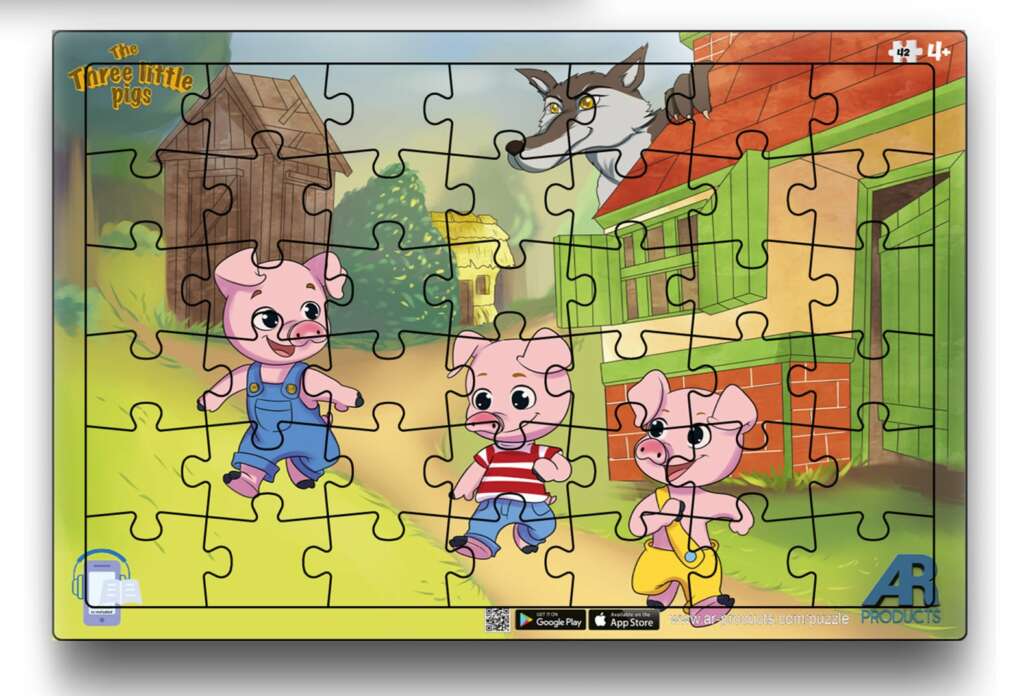 AR PopUp Puzzles – 3pigs Puzzle #10 (42 pieces) – AR products ehf.